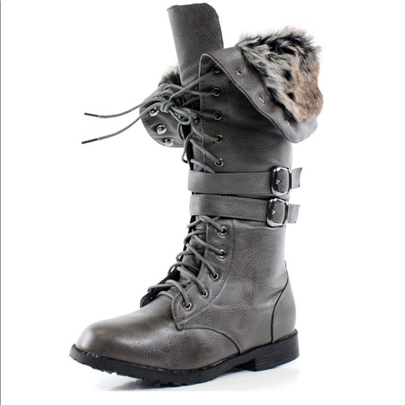 Shoes - Grey Combat Boots